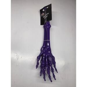 Deep Purple Plastic Skeleton Hands Salad Tongs Gothic Halloween Kitchen Party